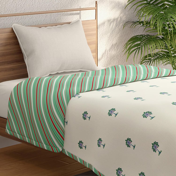 PORTICO Gulmohar Green Printed Cotton Single Bed Dohar - 140x228cm