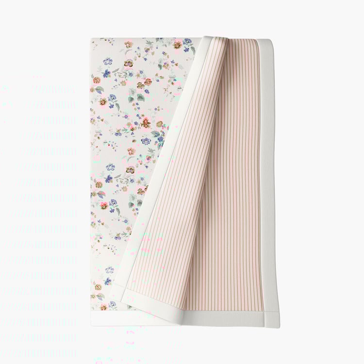 PORTICO Melange White Printed Cotton Single Bed Dohar - 140x228cm