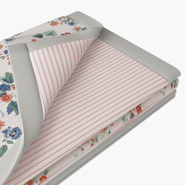 PORTICO Melange White Printed Cotton Single Bed Dohar - 140x228cm