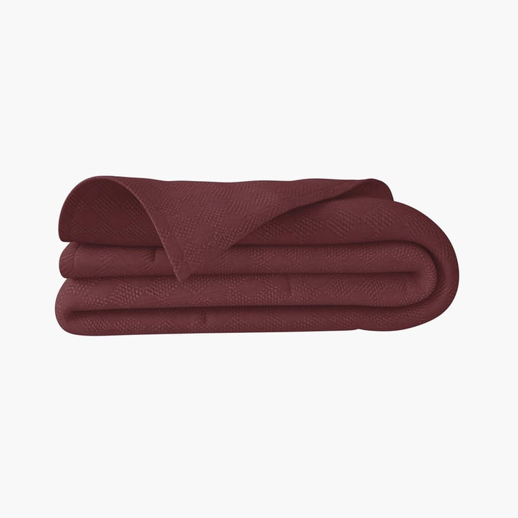 PORTICO Solace Maroon Textured Cotton Queen Dohar - 224x244cm