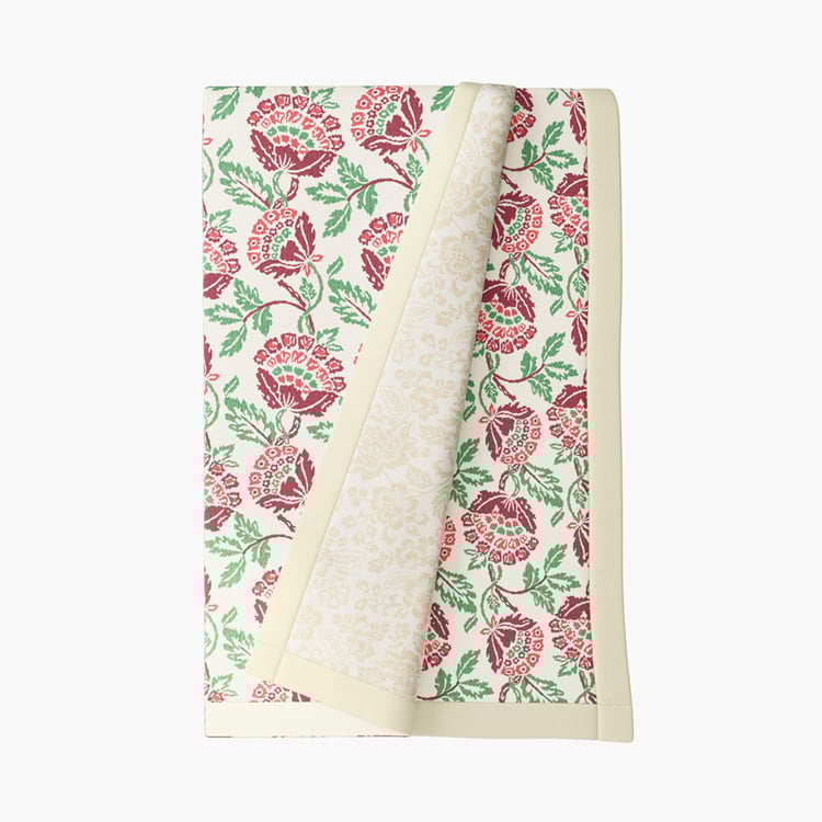 PORTICO Shalimaar White Printed Cotton Queen Bed Dohar - 228x248cm