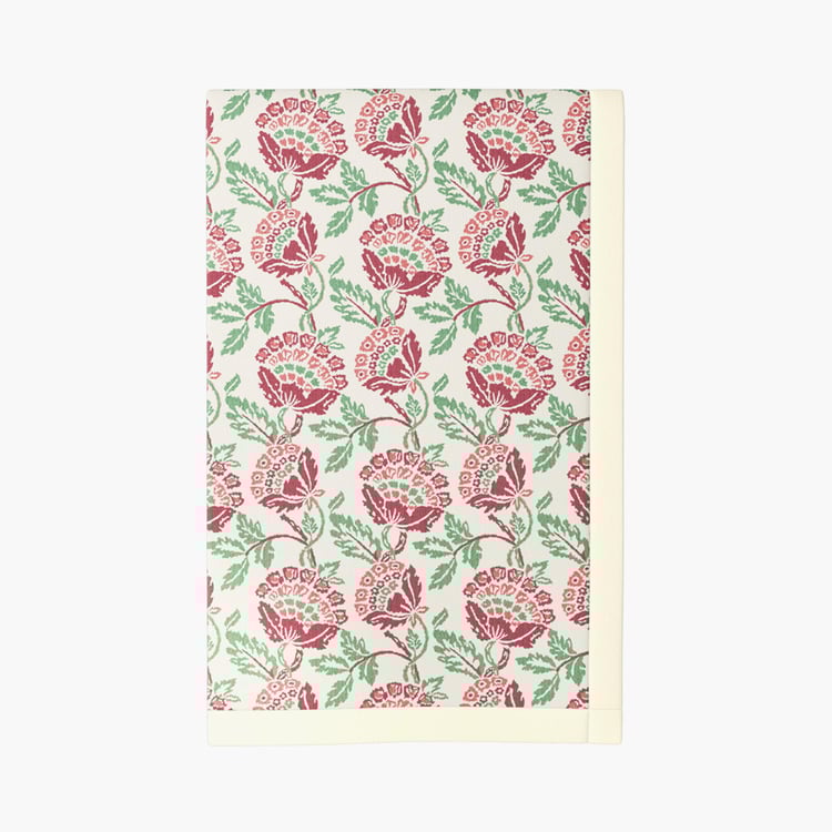 PORTICO Shalimaar White Printed Cotton Queen Bed Dohar - 228x248cm