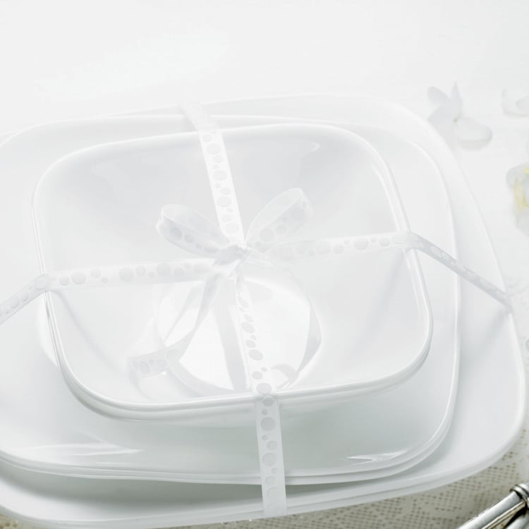 CORELLE Livingware Series White Solid Vitrelle Glass Square Curry Bowl - 680ml