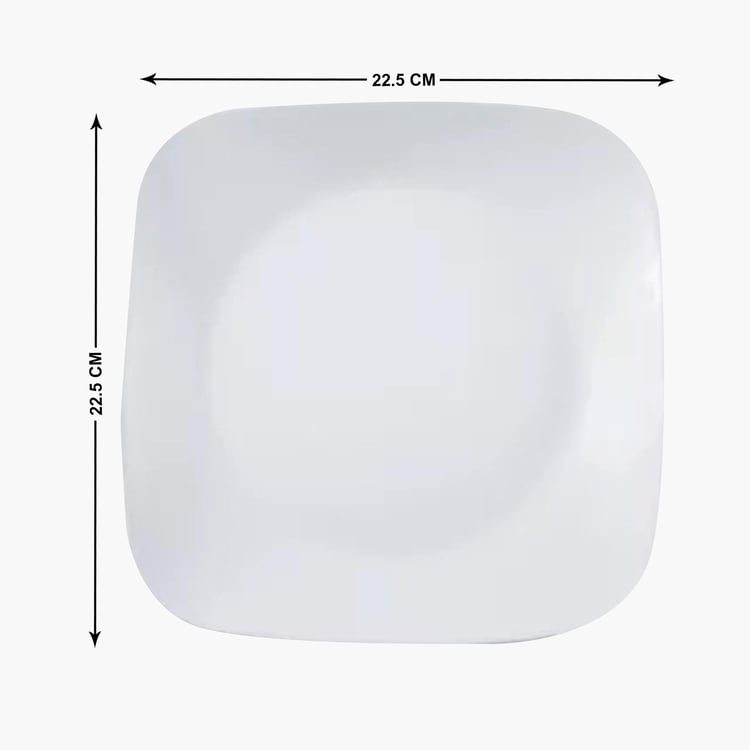 CORELLE Livingware Series White Vitrelle Glass Square Medium Dinner Plate - 22.5cm