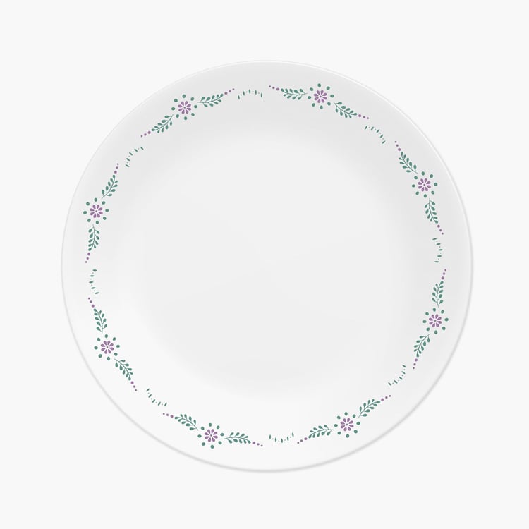 CORELLE Livingware White Printed Vitrella Glass Dinner Plate