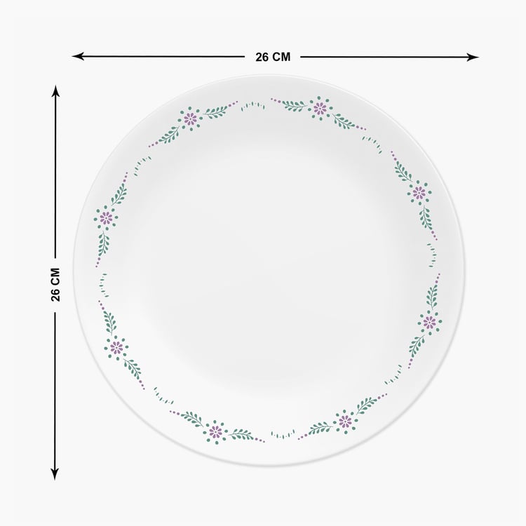 CORELLE Livingware White Printed Vitrella Glass Dinner Plate