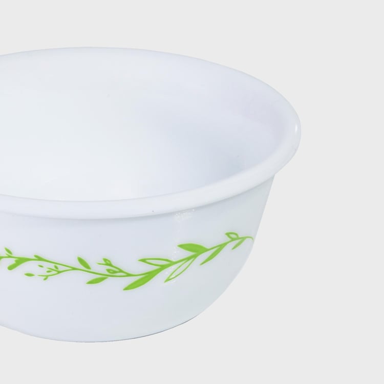 CORELLE Livingware Herbs White Printed Round Glass Katori - 177ml