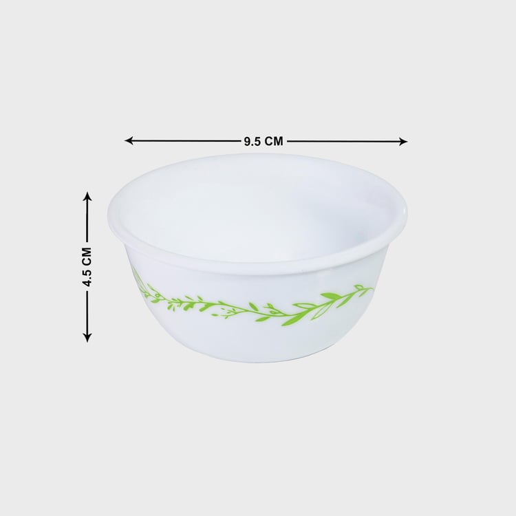 CORELLE Livingware Herbs White Printed Round Glass Katori - 177ml