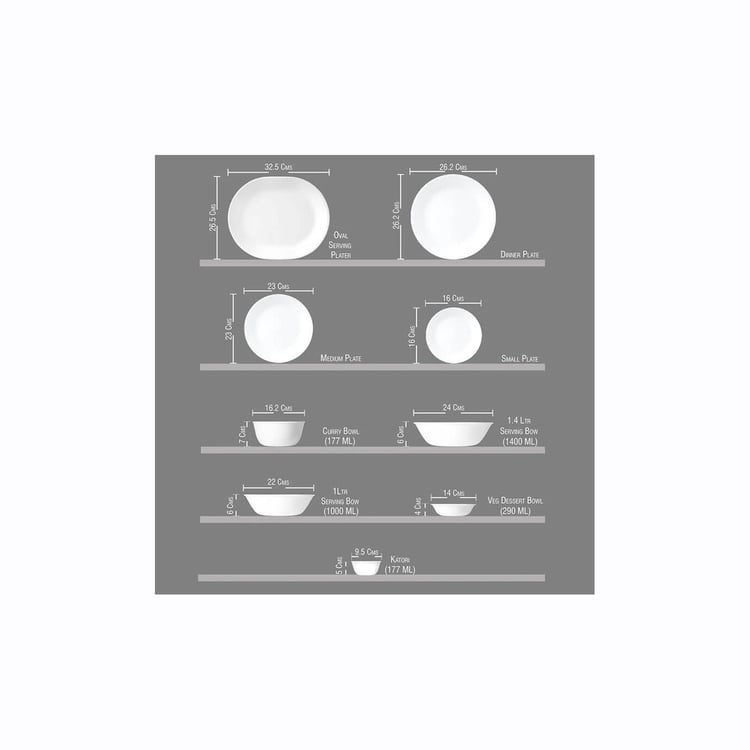 CORELLE Livingware Herbs White Printed Round Glass Katori - 177ml
