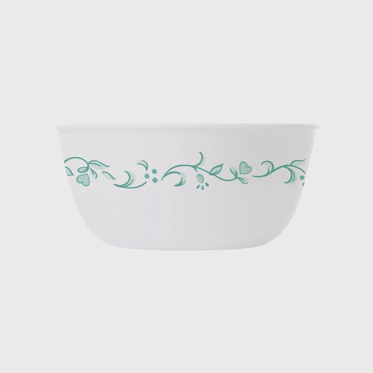 Livingware Country Cottage White Printed Round Glass Curry Bowl - 177ml