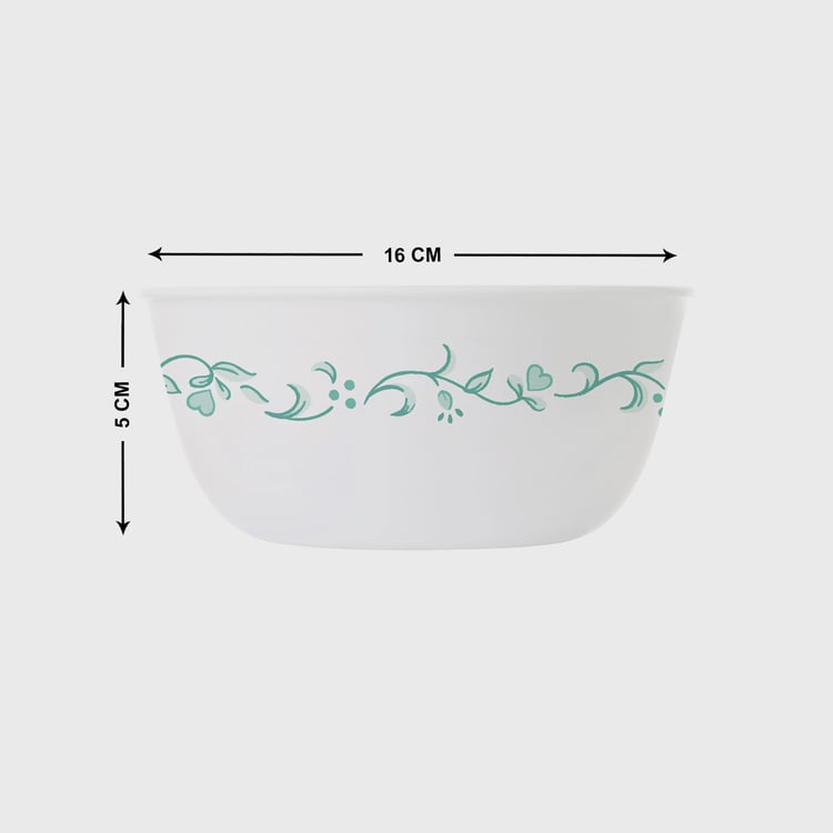 Livingware Country Cottage White Printed Round Glass Curry Bowl - 177ml