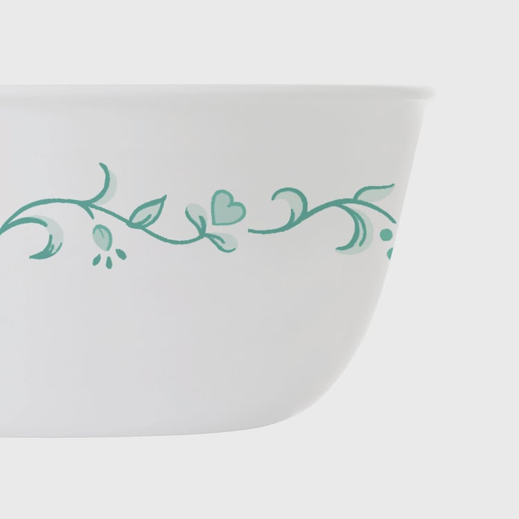 Livingware Country Cottage White Printed Round Glass Curry Bowl - 177ml