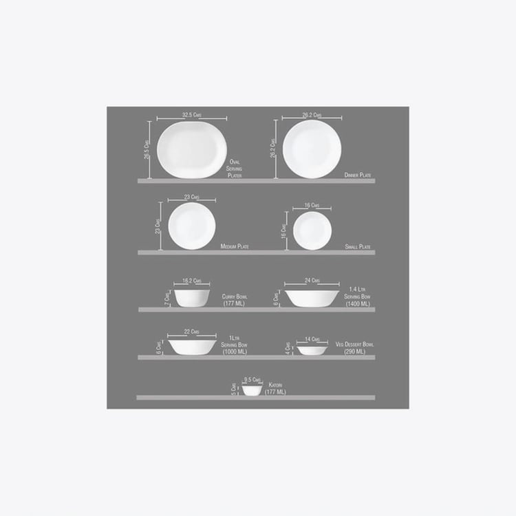 CORELLE Livingware Series White Printed Round Vitrelle Serving Bowl - 1000ml