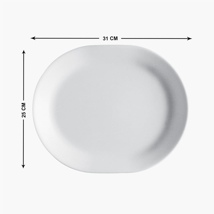 CORELLE Livingware White Solid Vitrella Glass Serving Plate