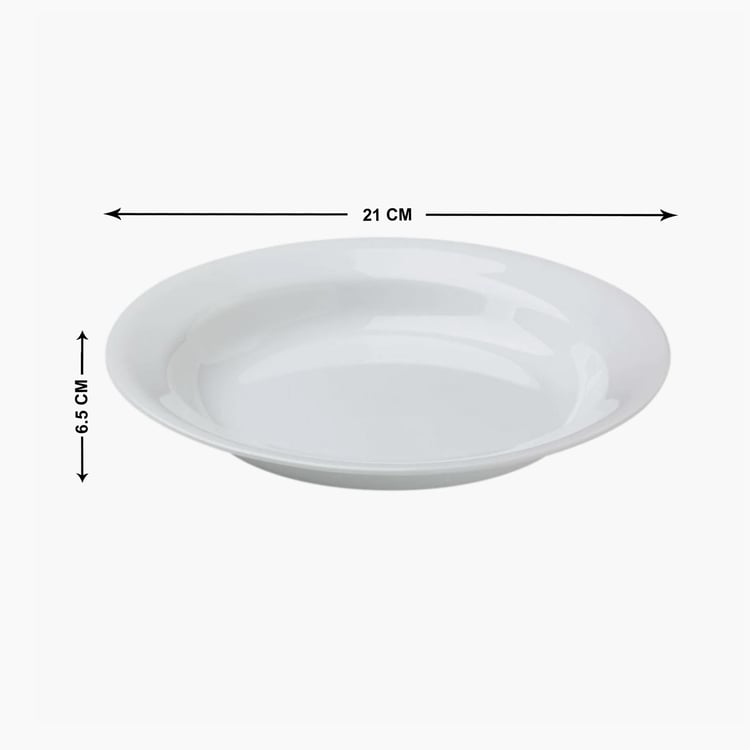 CORELLA Livingware White Solid Vitrelle Glass Salad Bowl - 21 cm