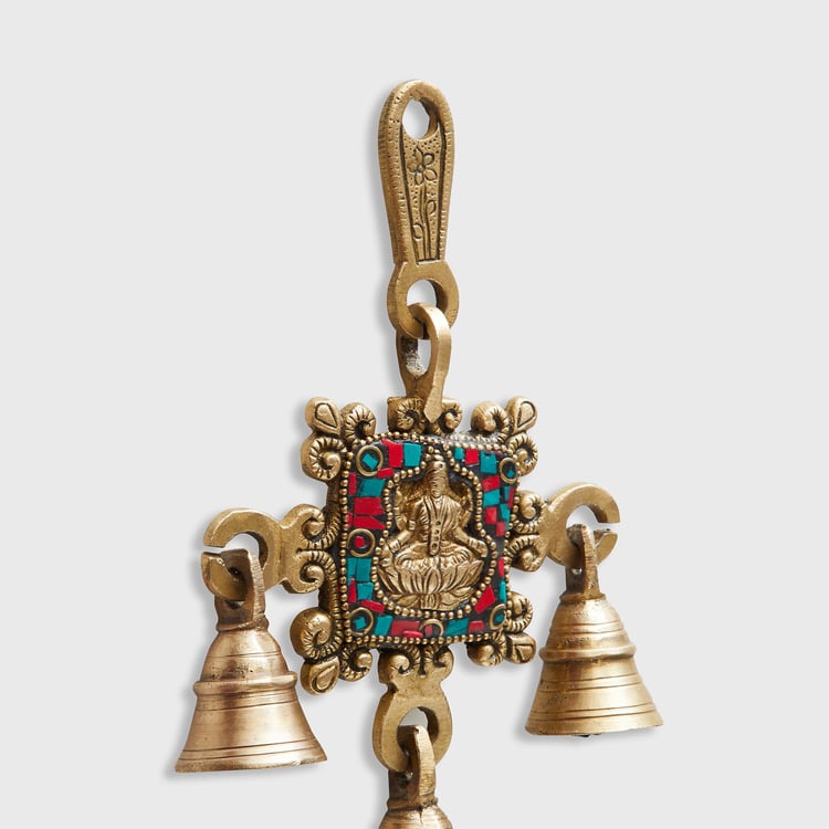 Corsica Mystic India Brass Lakshmi Bell Wall Hanging