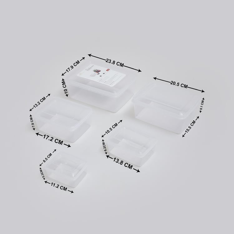 Omnia Transparent Polypropylene Storage Box - Set of 5