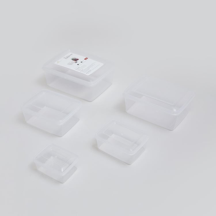 Omnia Transparent Polypropylene Storage Box - Set of 5