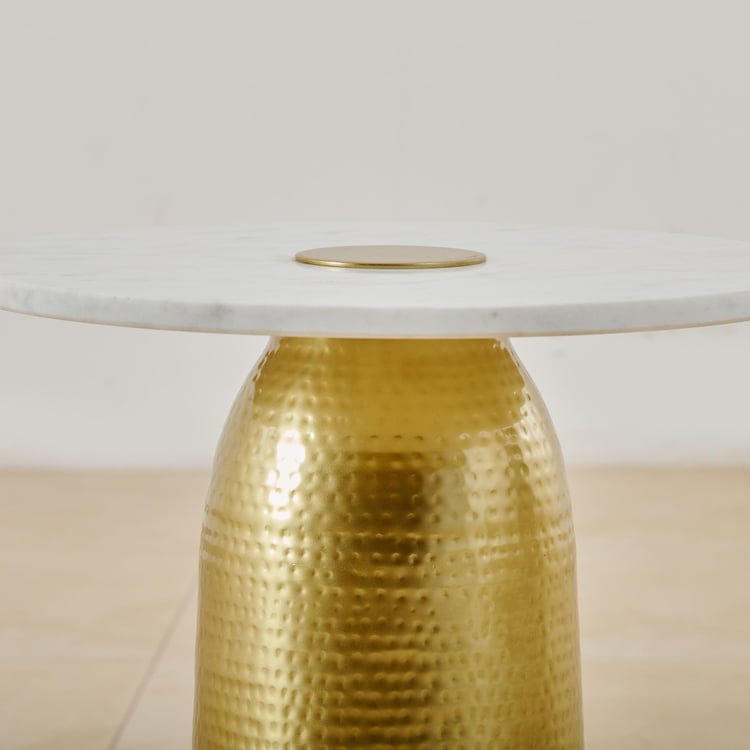 Sven Marble Top End Table - Gold and White