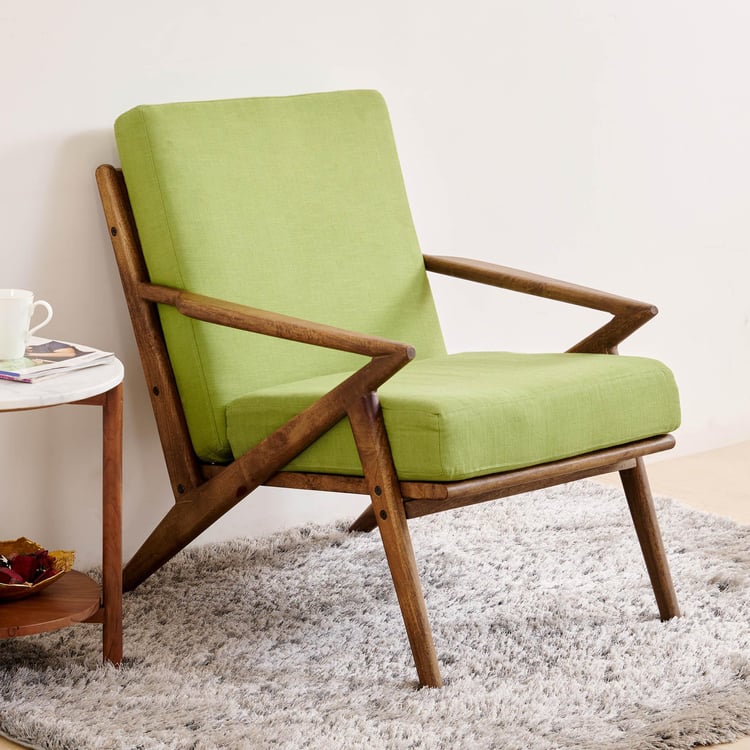 Olivia Mango Wood Lounge Chair - Green