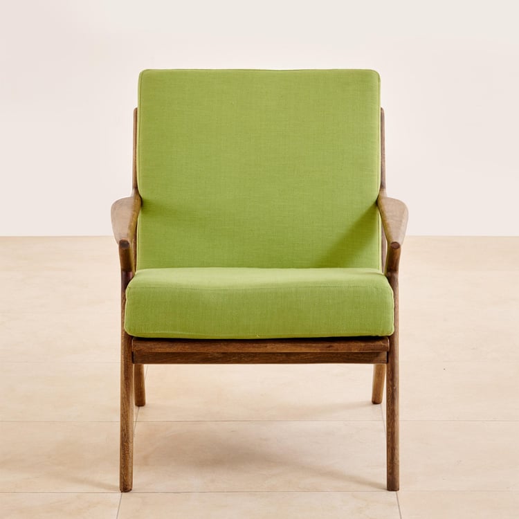 Olivia Mango Wood Lounge Chair - Green