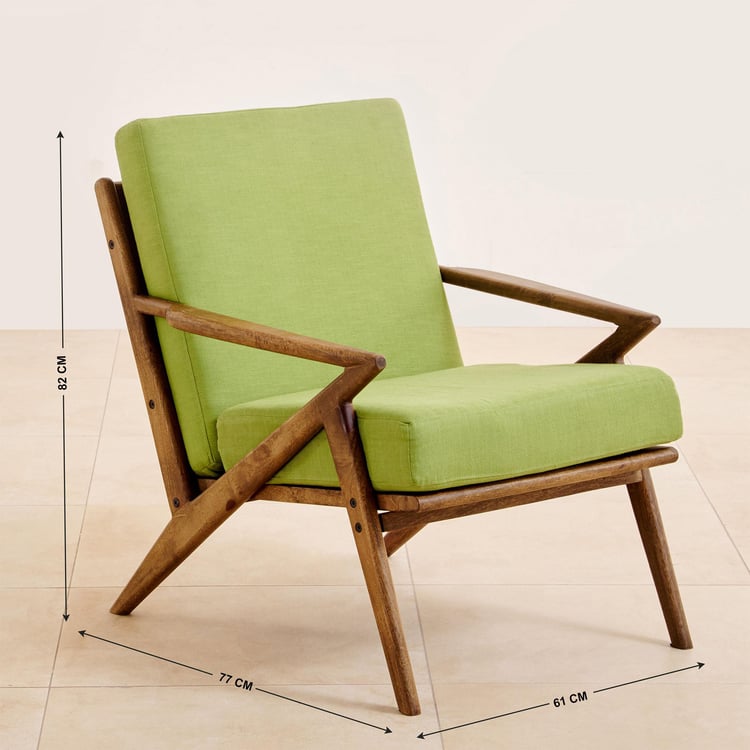 Olivia Mango Wood Lounge Chair - Green