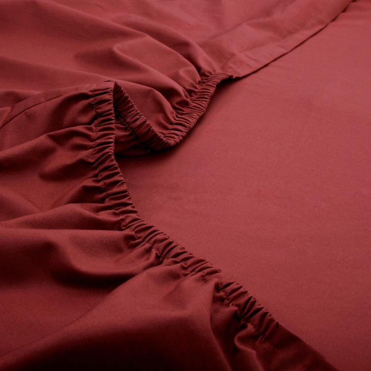 MASPAR Colorart Burgundy Cotton Solid Single Bedsheet Set - 91x183cm