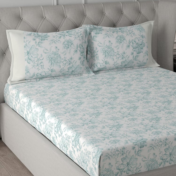 MASPAR Regency Multicolour Floral Printed Cotton Super King Bedsheet Set - 275x275cm - 3Pcs