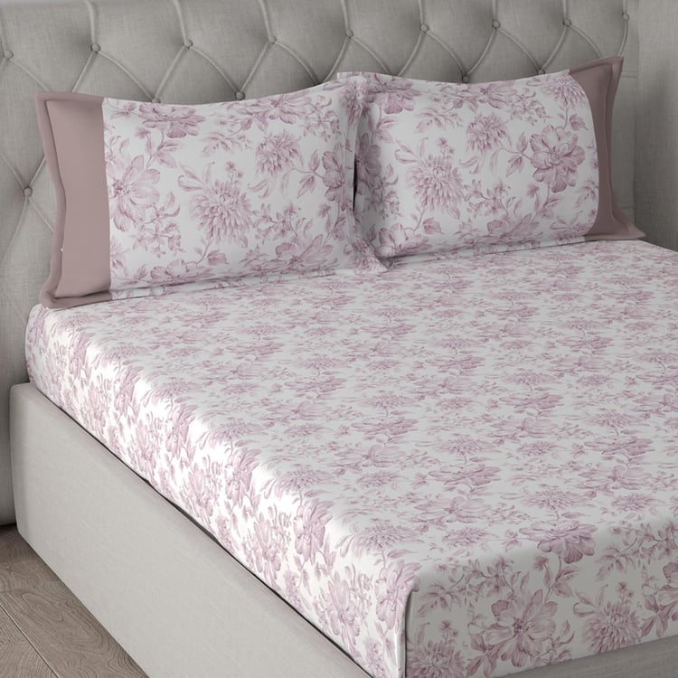 MASPAR Regency Pink Printed Cotton King Bedsheet Set - 275x224cm - 3Pcs