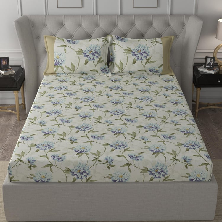 MASPAR Regency Multicolour Floral Printed Cotton Super King Bedsheet Set - 275x275cm - 3Pcs