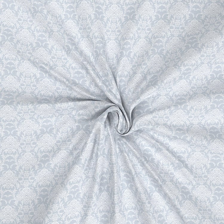 MASPAR Exotic Bouquet Blue Printed Cotton Super King Bedsheet Set - 275x275cm - 3Pcs