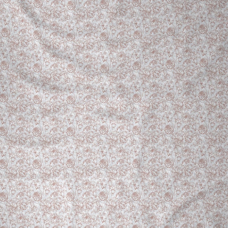 MASPAR Exotic Bouquet Brown Printed Cotton Double Bedsheet - 3Pcs - 275 x 224 cm