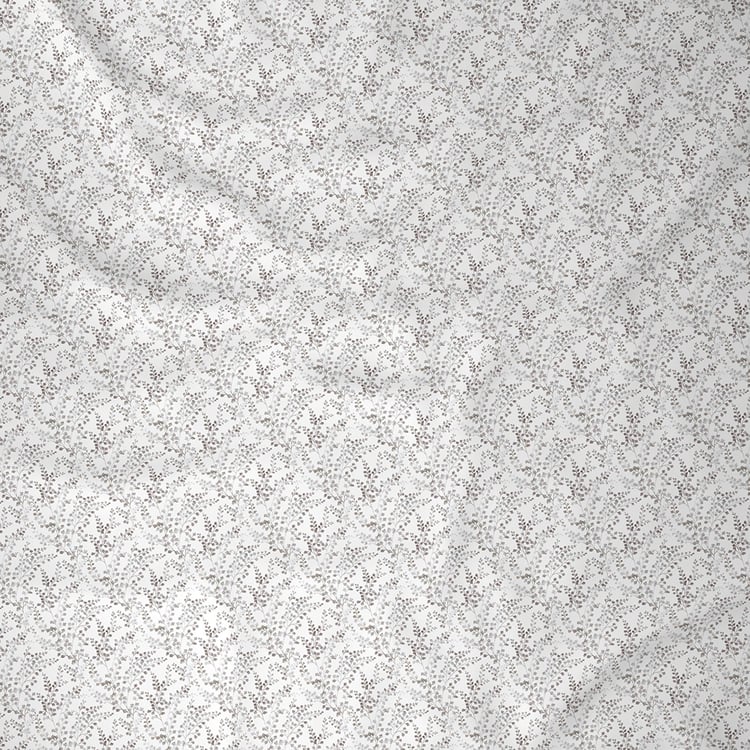 MASPAR Exotic Bouquet White Printed Cotton Super King Bedsheet Set - 275x275cm - 3Pcs
