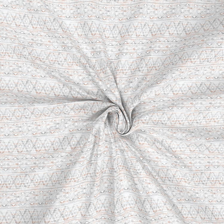 MASPAR Exotic Bouquet Grey Printed Cotton King Size Bedsheet Set - 275x275cm - 3Pcs