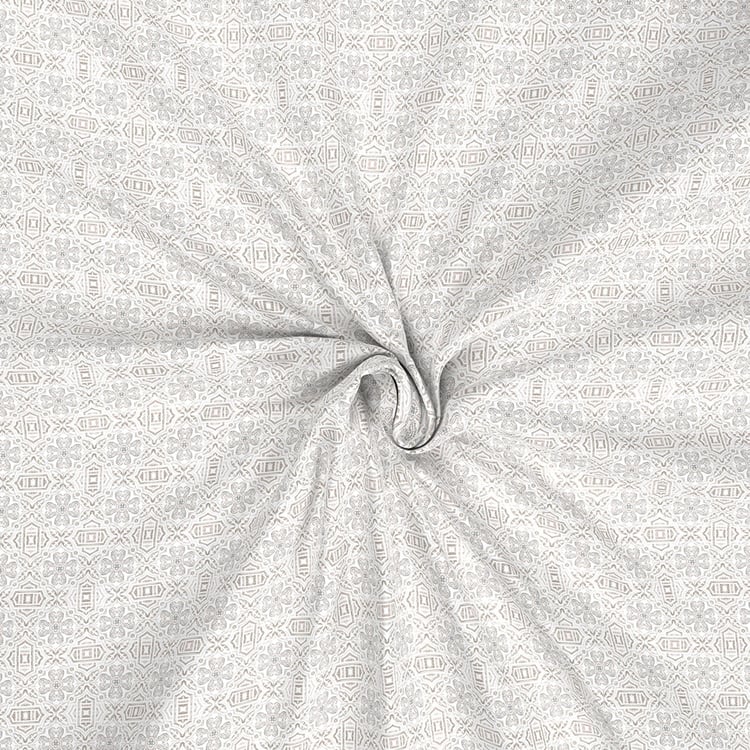 MASPAR Exotic Bouquet White Printed Cotton King Bedsheet Set - 224x275cm - 3Pcs