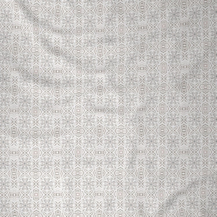 MASPAR Exotic Bouquet White Printed Cotton Super King Bedsheet Set - 275x275cm - 3Pcs