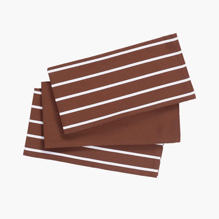 MASPAR Set of 3 Cotton Kitchen Towels - Brown