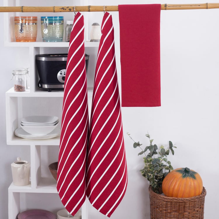 MASPAR Celtic Set of 3 Cotton Kitchen Towels - Red