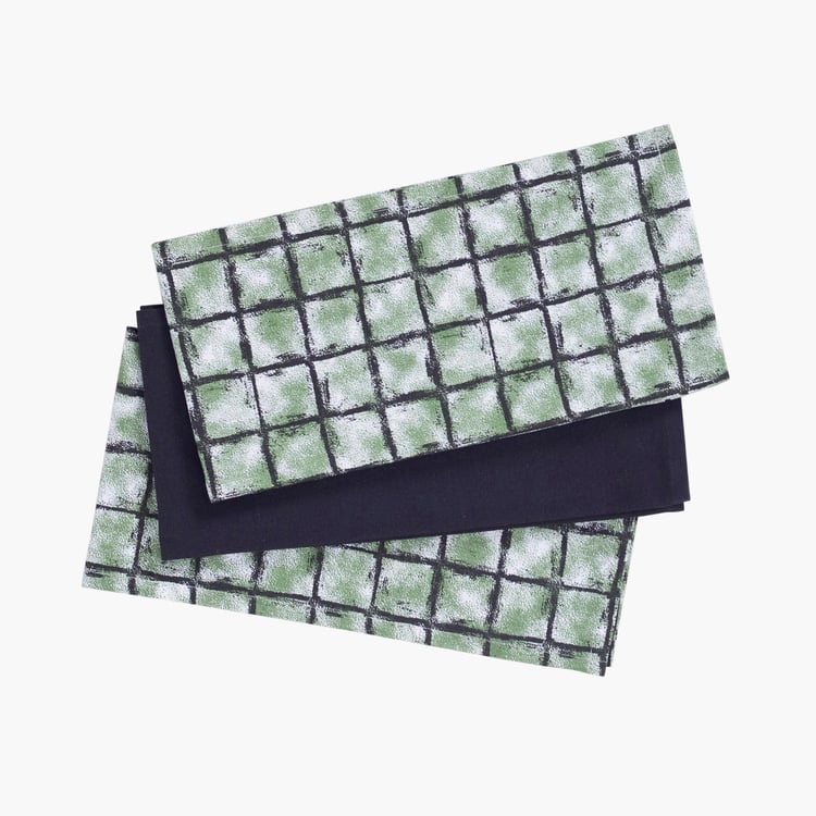 MASPAR Shadow Set of 3 Cotton Kitchen Towels - Green