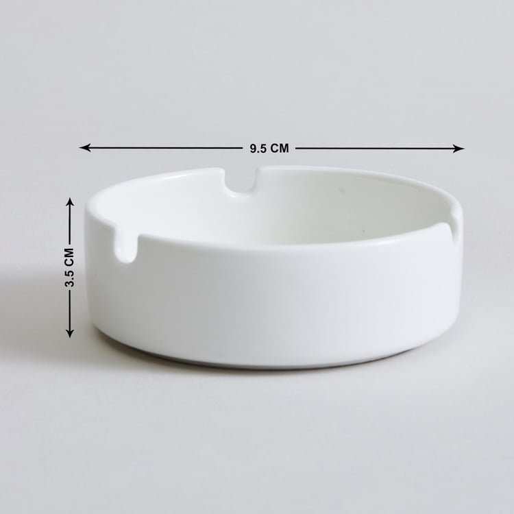 Raisa Bollywood White Printed Bone China Round Ash Tray