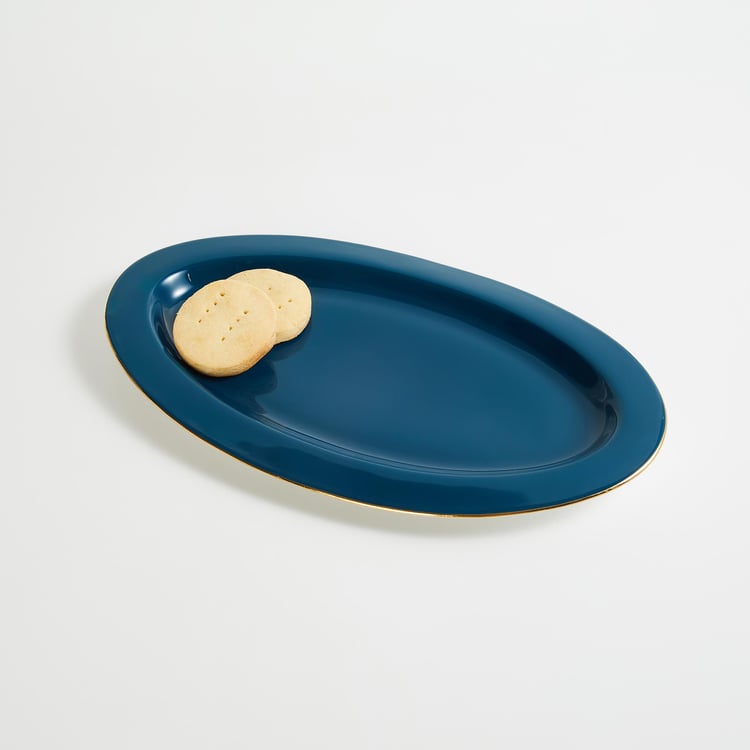 Get The Look-Velvetica Teal Solid Bone China Platter