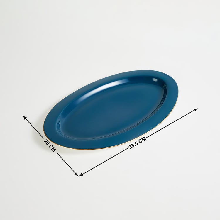 Get The Look-Velvetica Teal Solid Bone China Platter