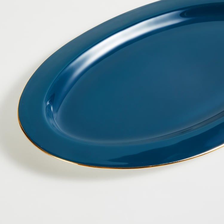 Get The Look-Velvetica Teal Solid Bone China Platter