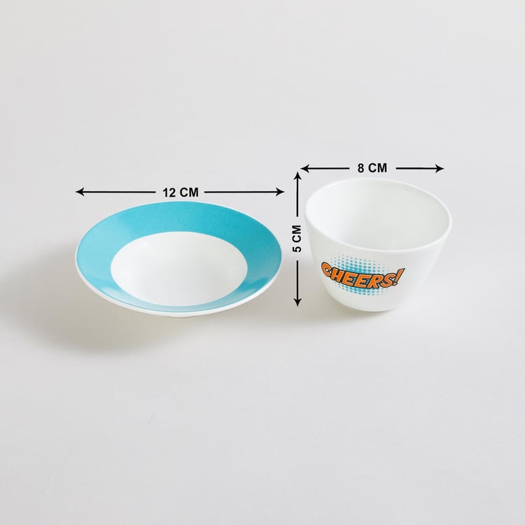 Raisa White Printed Bone China Kawa Cup and Saucer Set - 12 pcs - 140 ml