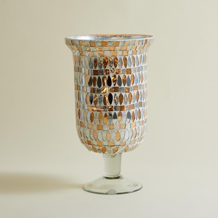 Mabel Glass Mosaic Hurricane Candle Holder