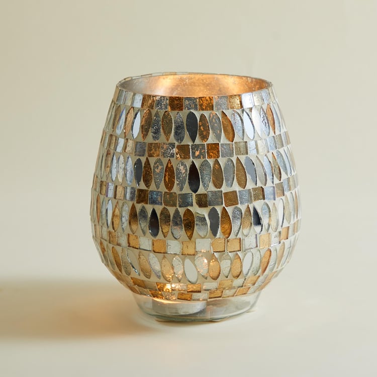 Mabel Glass Mosaic Hurricane Candle Holder