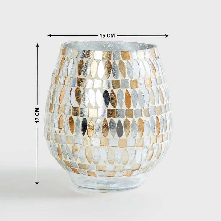 Mabel Glass Mosaic Hurricane Candle Holder