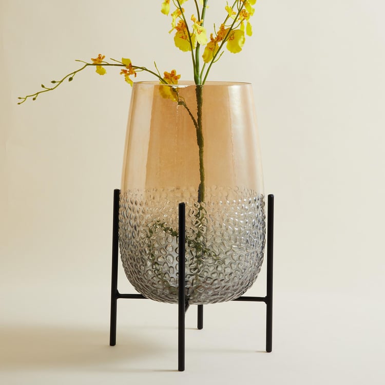 Splendid Glass Hammered Vase with Stand