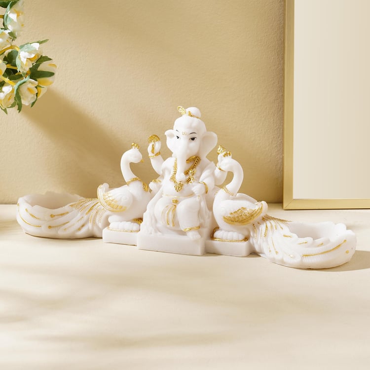 Dhayana Polyresin Ganesha Figurine with T-Light Holders