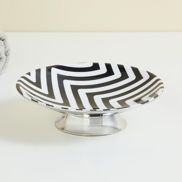 Andrey Black and White Printed Metal Soap Dish